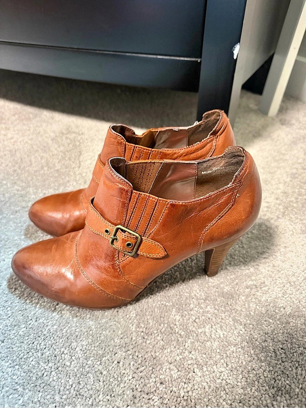Audrey Brooke Brown Buckle Ankle Boots